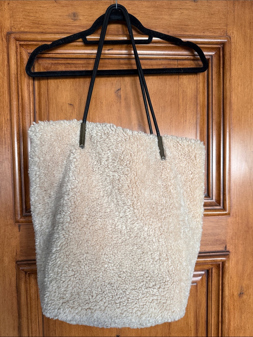 Anthropologie Cream Tote with Black Trim and matching makeup bag